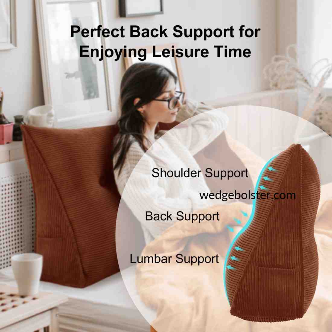 Wedge Bolster Reading Pillow Daybed Sit Up Backrest Support Cushion Acid  Reflux